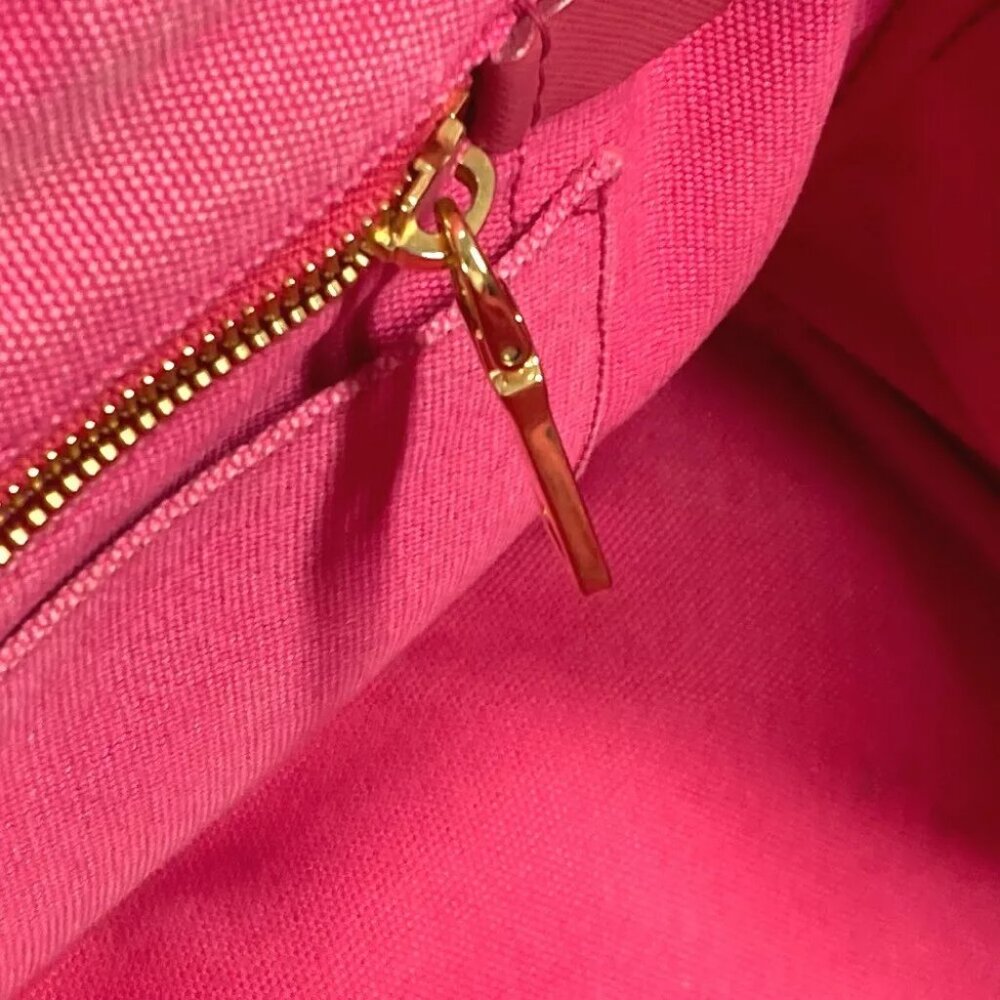 PRADA Canapa logo M Bag Hand Bag Tote Bag Canvas pink - Picture 10 of 16